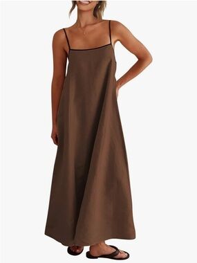 Minimalist cotton maxi dress with back tie detailing